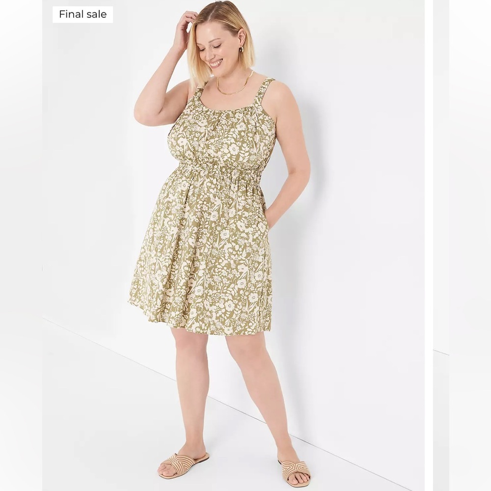 Lane Bryant Ruched-Strap Double Elastic Waist Dress in Sadie Floral Size 18